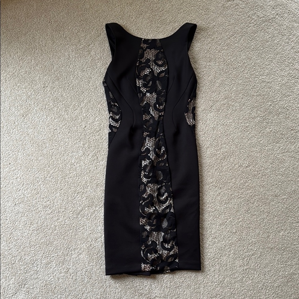 Bebe Black and Silver Embellished Sheath Dress
